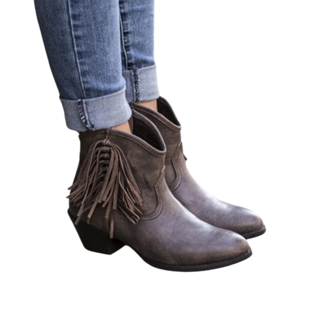 Ariat Duchess Brown Leather Fringe Ankle Boots